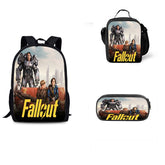 Fallout Schoolbag Backpack Lunch Bag Pencil Case 3pcs Set Gift for Kids Students